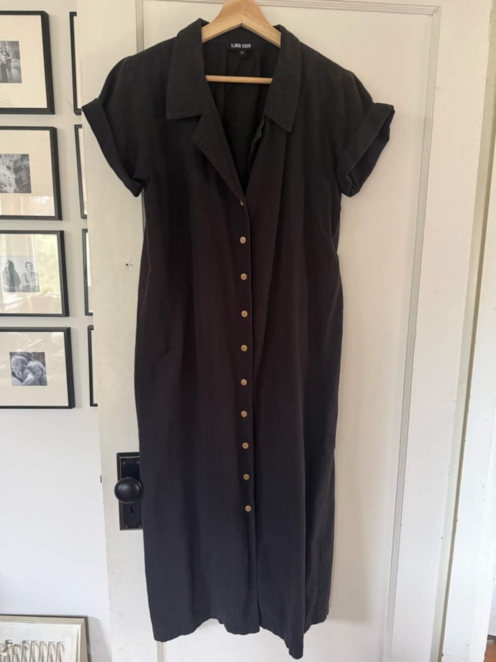 Ilana Kohn Black Button-Front Midi Dress